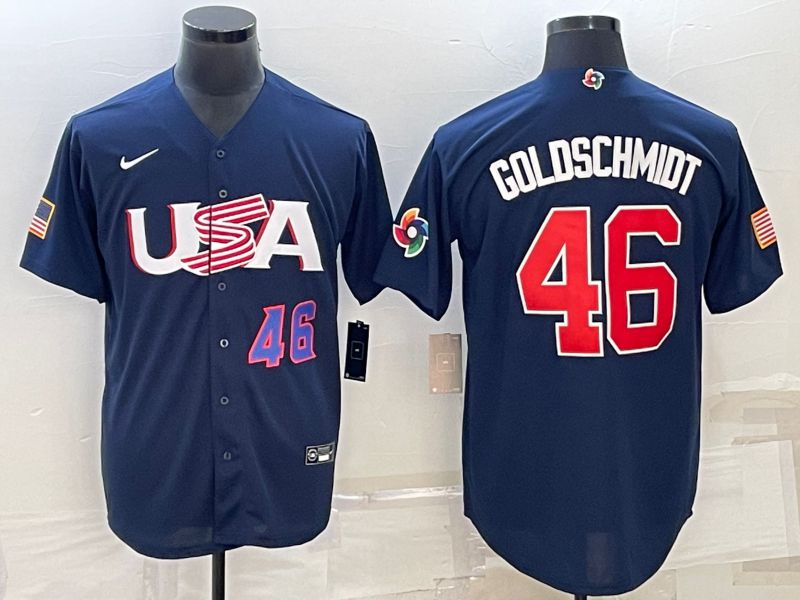 Men 2023 World Cub USA #46 Goldschmidt Blue Nike MLB Jersey5